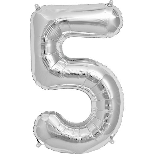 34" Silver Number 5 (Pack of 3)
