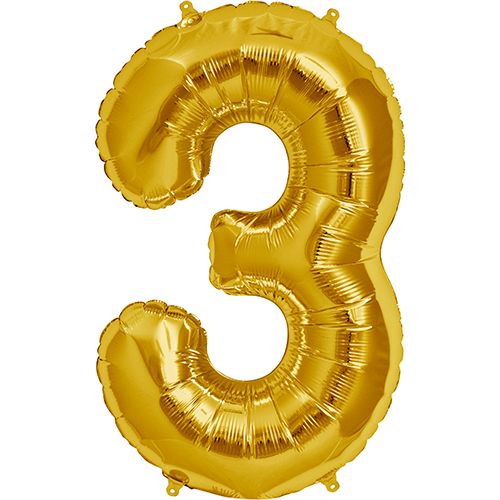 34" Gold Number 3 (Pack of 3)