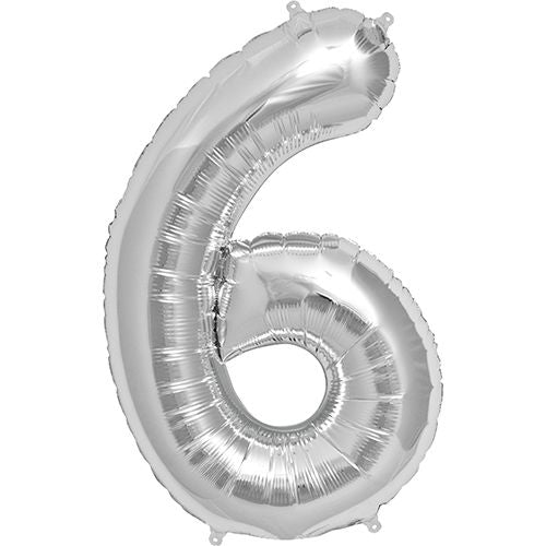 34" Silver Number 6 (Pack of 3)