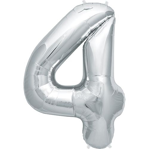 34" Silver Number 4 (Pack of 3)