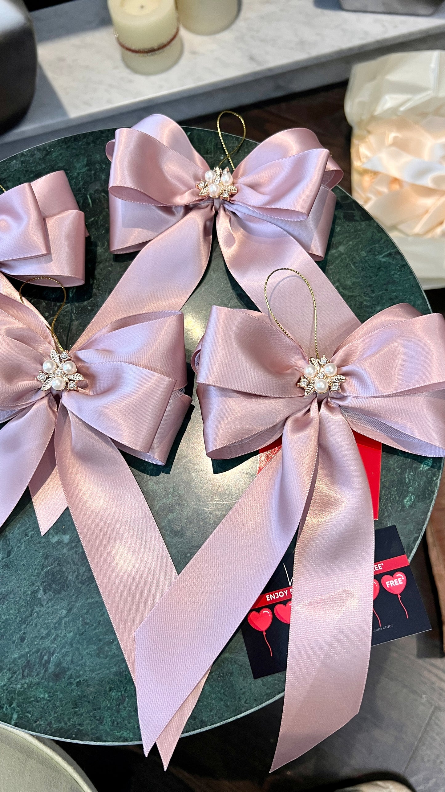 Satin Luxe Bow Small Dusty Rose (SET of 3)- Christmas Ornament