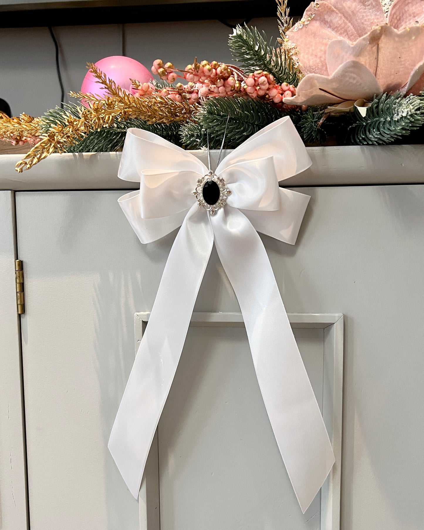 Satin Luxe Bow Small White (SET of 3)- Christmas Ornament