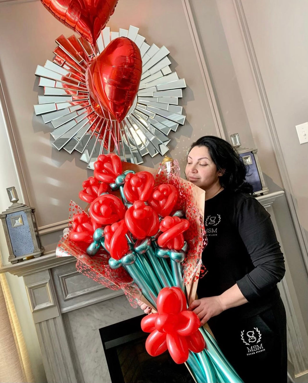 Jumbo Rose Balloon Bouquet