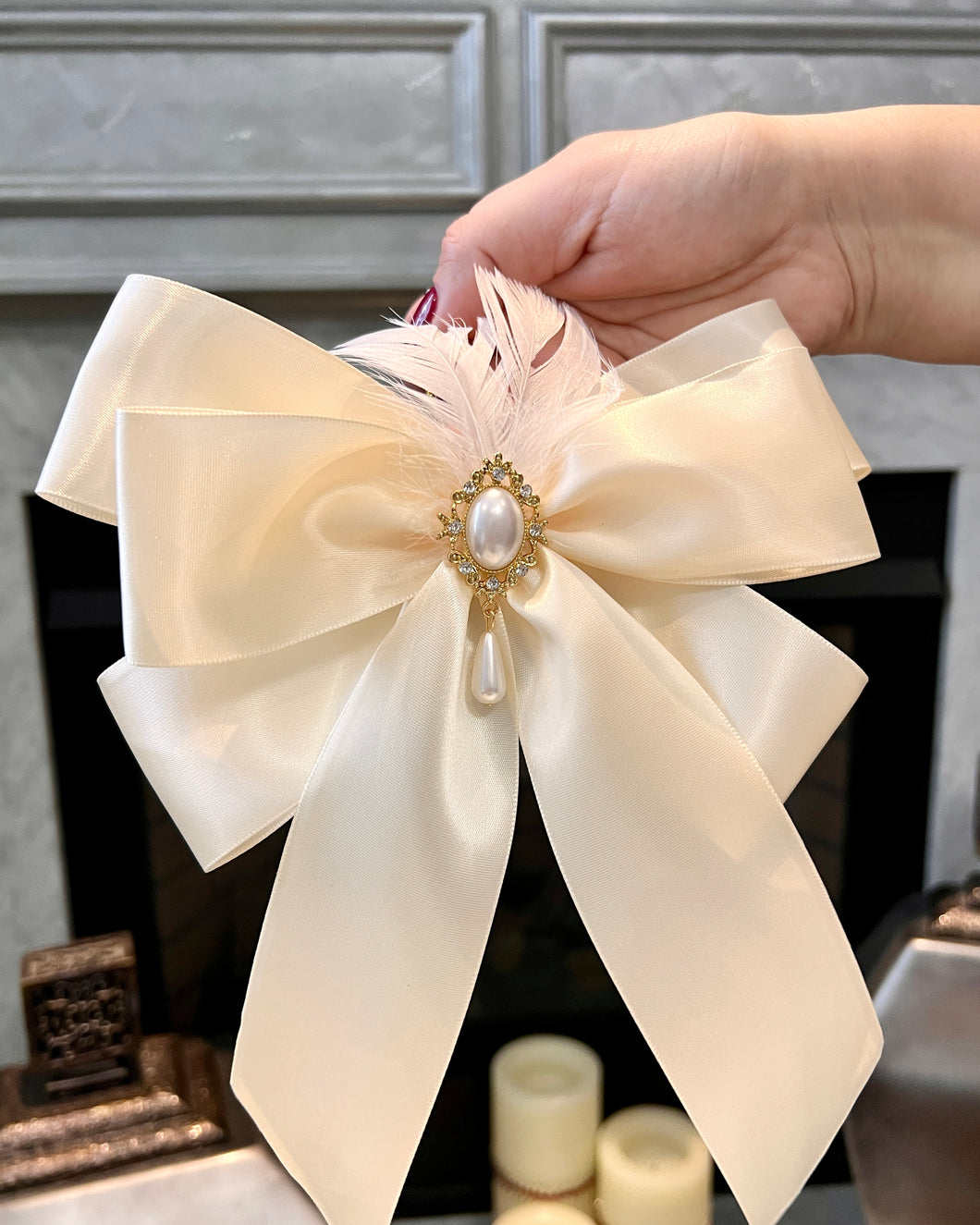 Satin Luxe Bow Beige Large (SET of 3)- Christmas Ornament