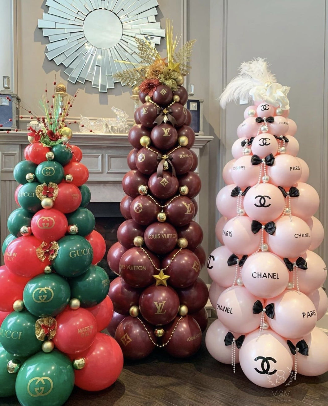 LV Inspired Christmas Balloon Tree