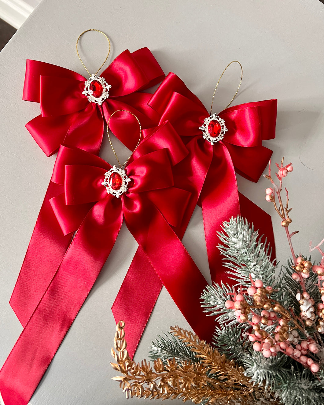 Satin Luxe Bow Small Red (SET of 3)- Christmas Ornament